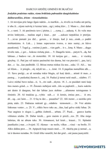 Daiktavardžių giminės ir skaičiai