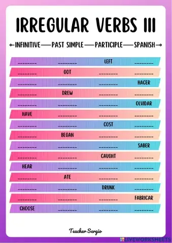 Irregular Verbs Test 3