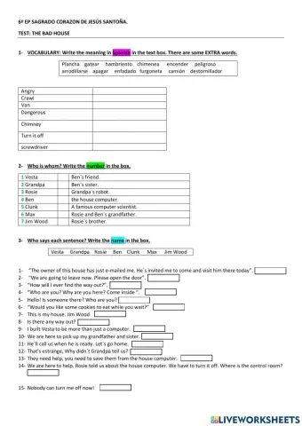Mad House reading test