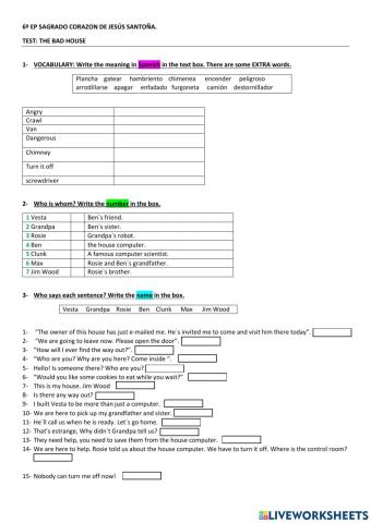 Mad House reading test