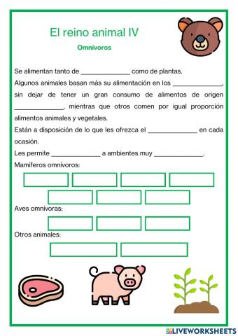 El reino animal IV - Omnívoros