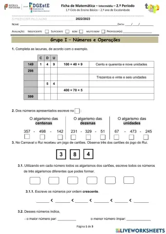 Ficha Intercalar Matemática-partilha