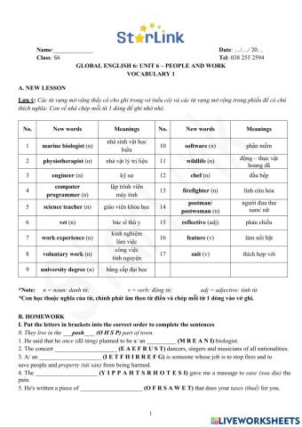Foreign Teacher-S6-WEEK 23-U6-VOCAB 1