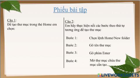 Phiếu bài tập bài 18