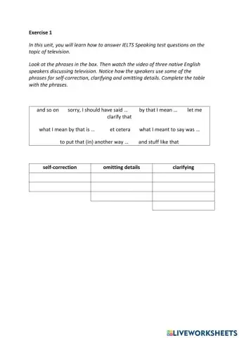 IE3, Unit 7, Speaking, Exercise 1