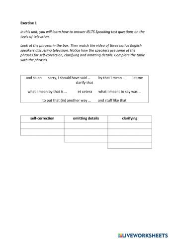 IE3, Unit 7, Speaking, Exercise 1