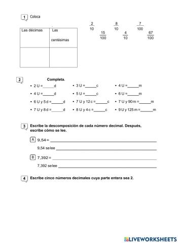 Ejercicios decimales