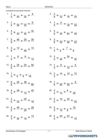 WW L2 Equivalent Fractions