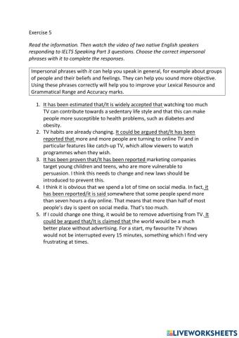 IE3, Unit 7, Speaking, Exercise 5