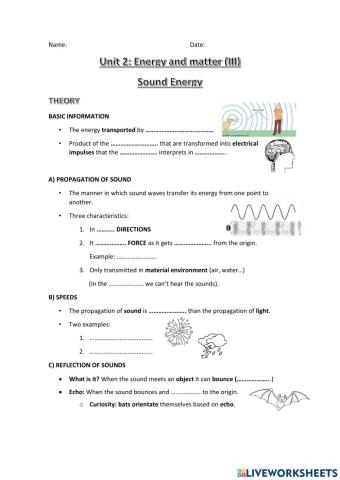 Worksheet 3: Sound energy