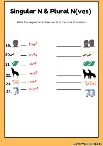 Singular and plural nouns ( ves) 06022023