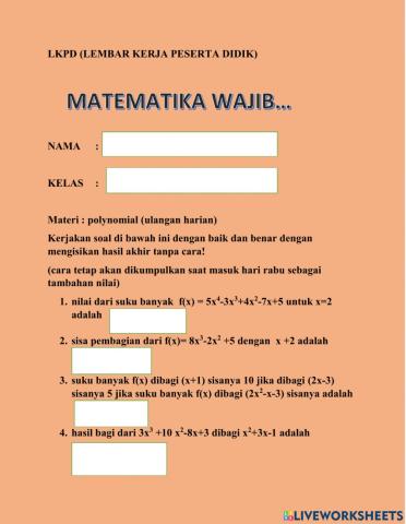 Ulangan harian polinomial