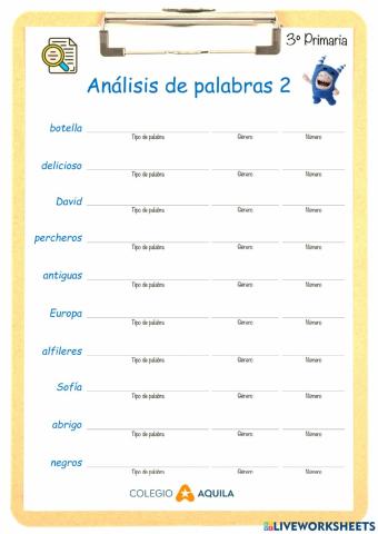 Análisis de palabras T1-10