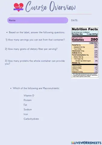 Introduction to Nutrition facts
