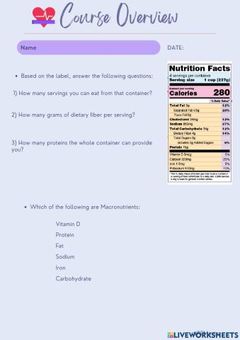 Introduction to Nutrition facts