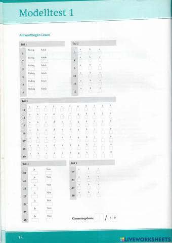 B1 Antwortbogen Lesen (MT1 Mit Erfolg)