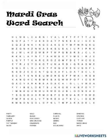 Mardi gras vocabulary