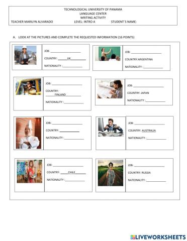 Jobs and nationalities