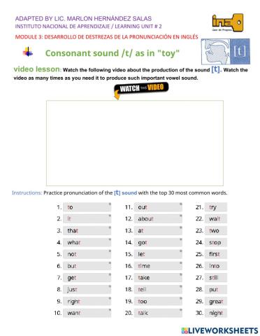 Consonants t and d