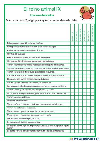 El reino animal IX - Los invertebrados características