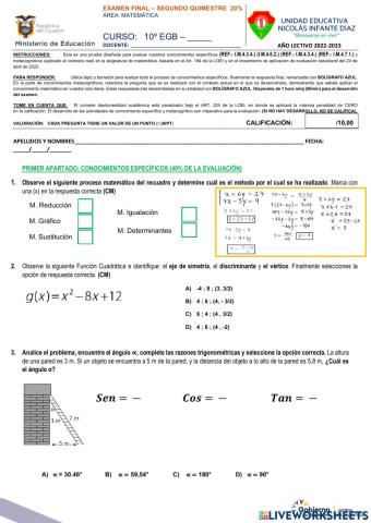 Evaluación de segundo quimestre