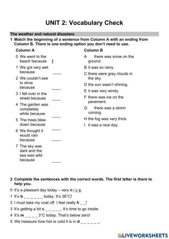Wider World 3 - Unit 2 - Vocabulaty check
