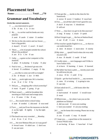 Placement test - Teens