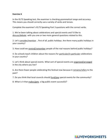 IE2, Unit 8, Speaking, Exercise 6