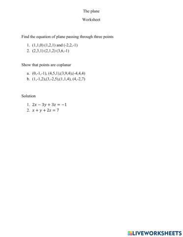 Equation of plane