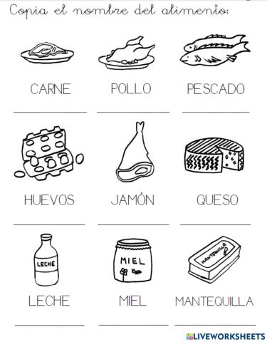 Vocabulario alimentos