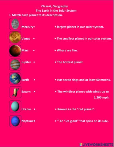 The Earth in th Solar System