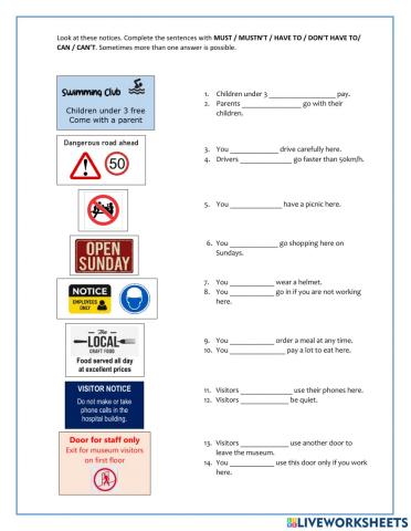 Modal verbs with signs