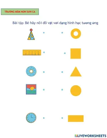 Bé hãy nối đồ vật với dạng hình học tương ứng