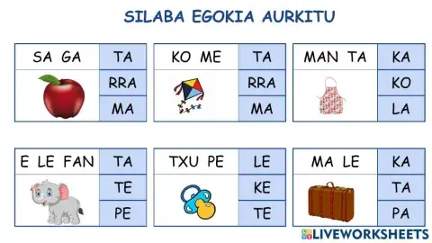 Kontzientzia fonologikoa. Silaba aurkitu