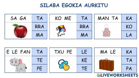 Kontzientzia fonologikoa. Silaba aurkitu