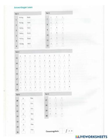 B1 Antwortbogen Lesen (MT2 Mit Erfolg)