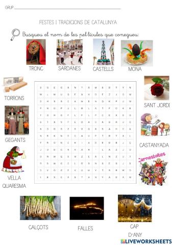 Sopa de lletres festes i tradicions catalanes