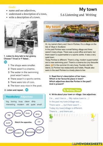 5.6 My town. Listening and writing (Go getter 2)