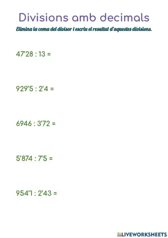 Divisiona amb decimals