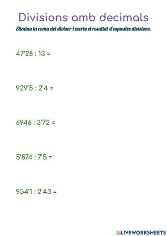 Divisiona amb decimals