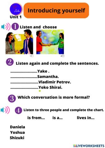 Introducing yourself