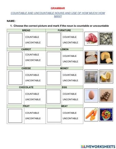 Countable and uncountable nouns and use of how much- how many
