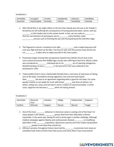 Vocabulary 9th grade