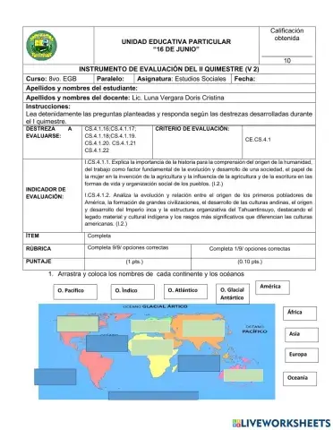 Evaluaciòn de octavo