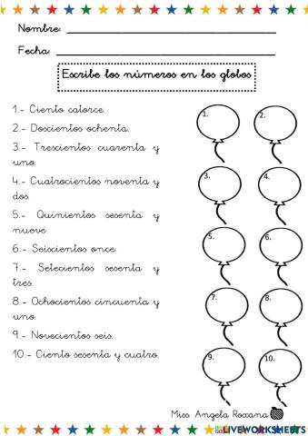 Escritura de números 2