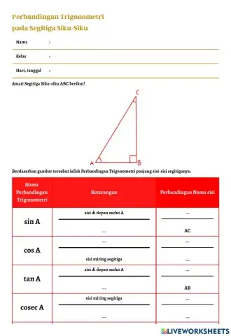 Perbandingan Trigonometri pada Segitiga Siku-siku