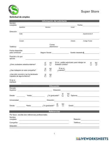 Práctica: Solicitud de empleo