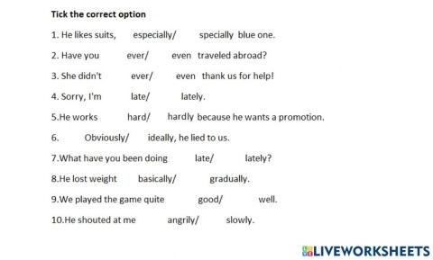 Adverbs practice