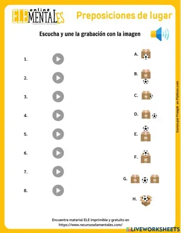 Preposiciones de lugar intro - Ejercicio de comprensión auditiva