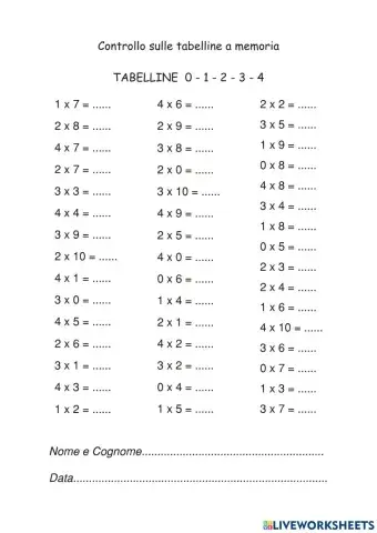 Verifica tabelline da 0 a 4 di lannaronca.it